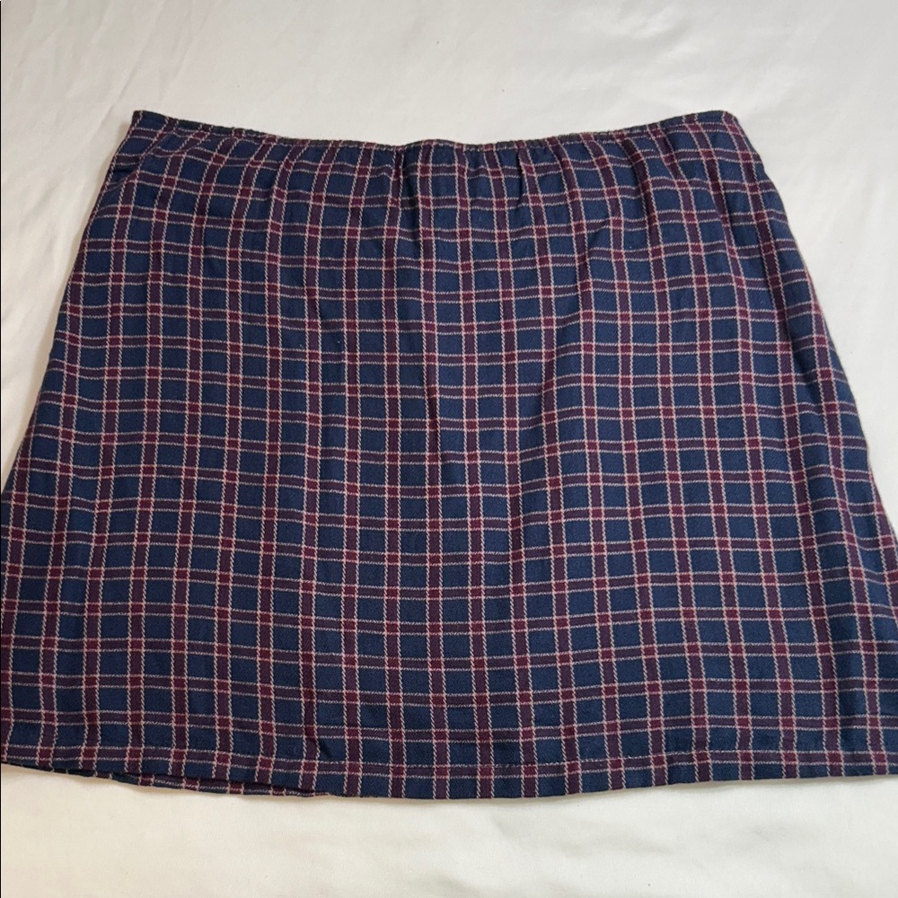 American Eagle Outfitters Blue and Red Checkered Mini Skirt